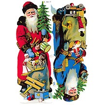 Two Large Old Time Santa Scraps ~ Germany